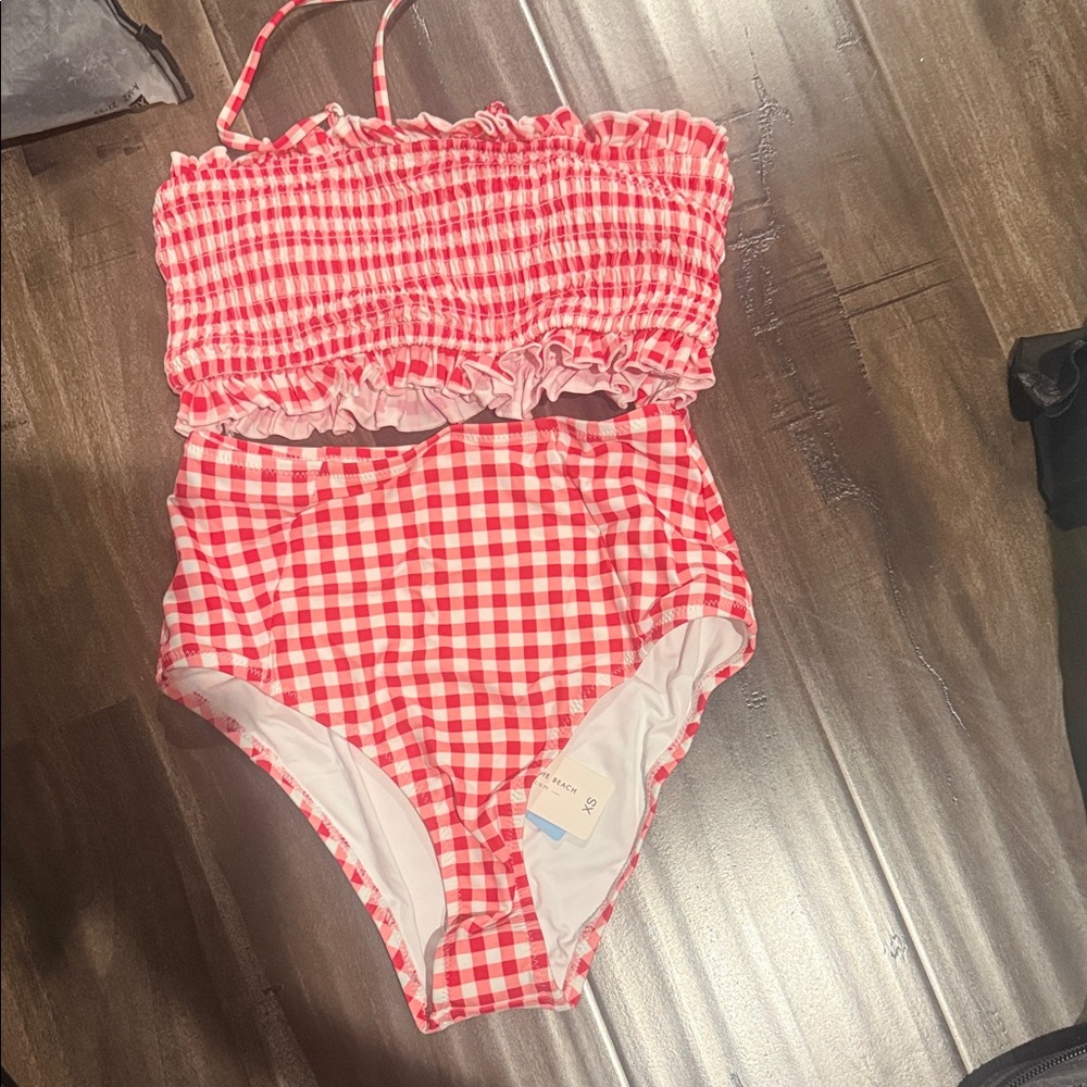 Cupshe Red and White Gingham Bikini